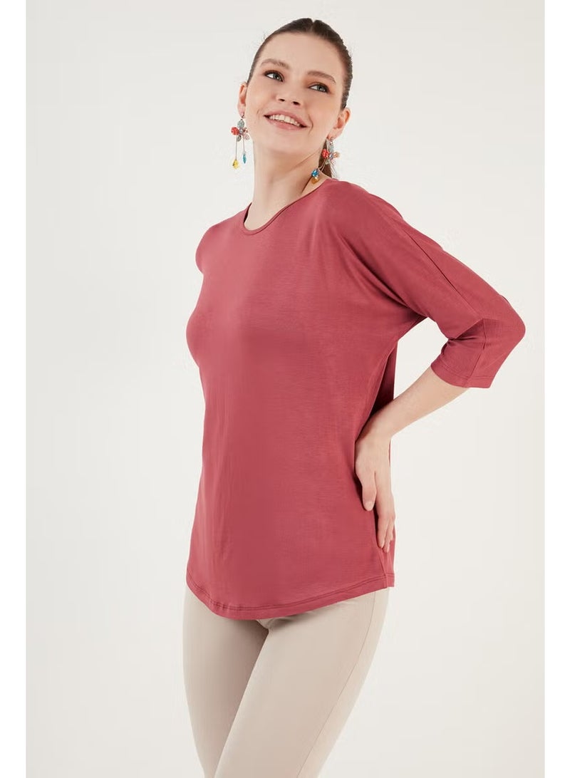 Lela Crew Neck Three Quarter Sleeve Blouse Women's Blouse 5861416Y - Image 5